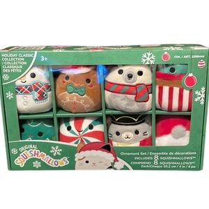 Original Squishmallows 8 Holiday Classic Collection Christmas Ornament Set NEW